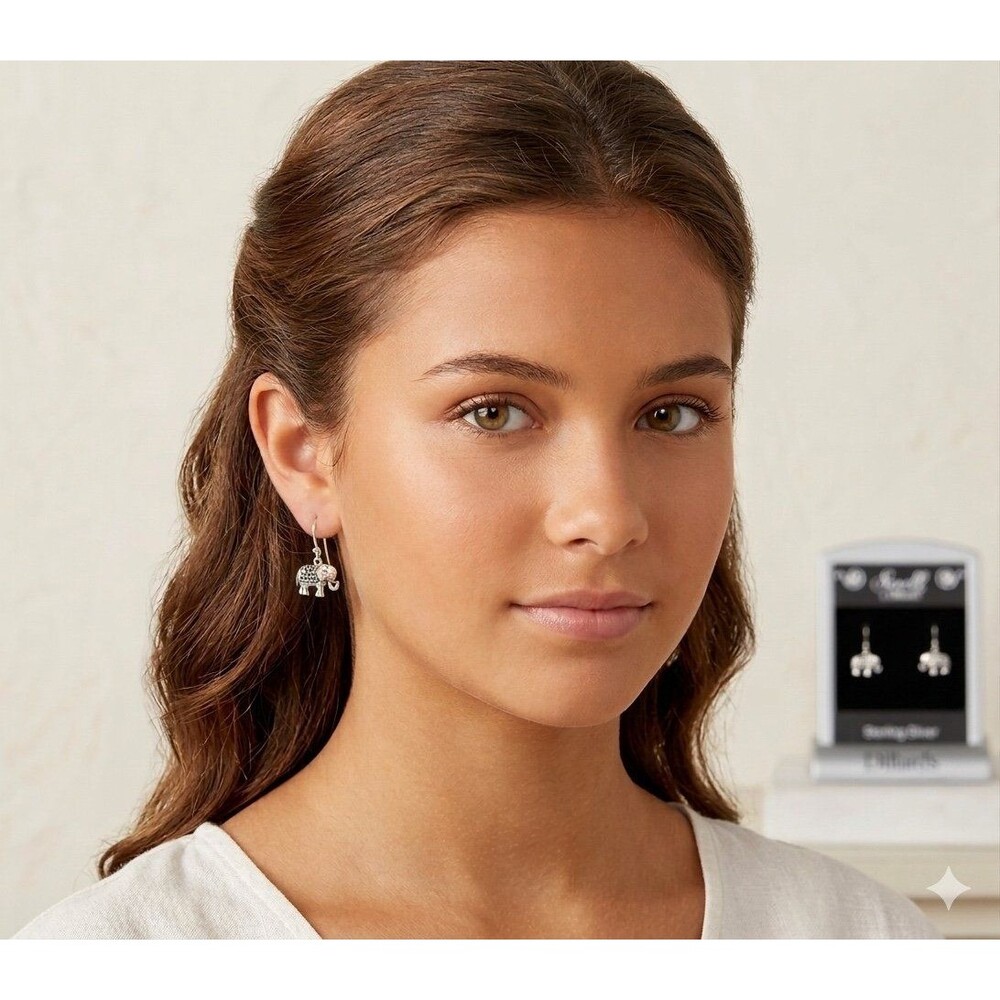 Elephant Charm Dangle Earrings | Silver Color | NWT | Sensitive Ears